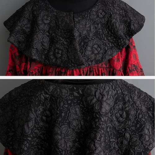 大きいサイズ レディース ワンピース　襟付き　春 秋冬 赤　長袖　ビッグ襟 大きいサイズ レディース ワンピース 襟付き 春 秋冬 赤 長袖 ビッグ襟