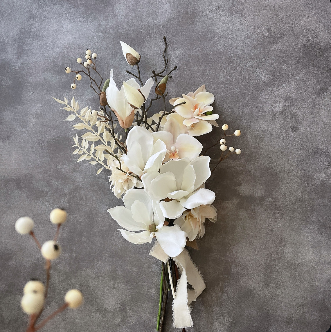 ウエディングブーケ　和装　アーティシャルフラワー　白木蓮 白木蓮のブーケ □和装ブーケ□ マグノリア アーティフィシャル