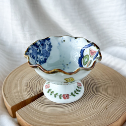 チコロット❤️高台つき小鉢❤️すべて手描き❤️染付け❤️デザートカップ❤️プリン皿❤️フリーボウル❤️bowl 3枚目の画像