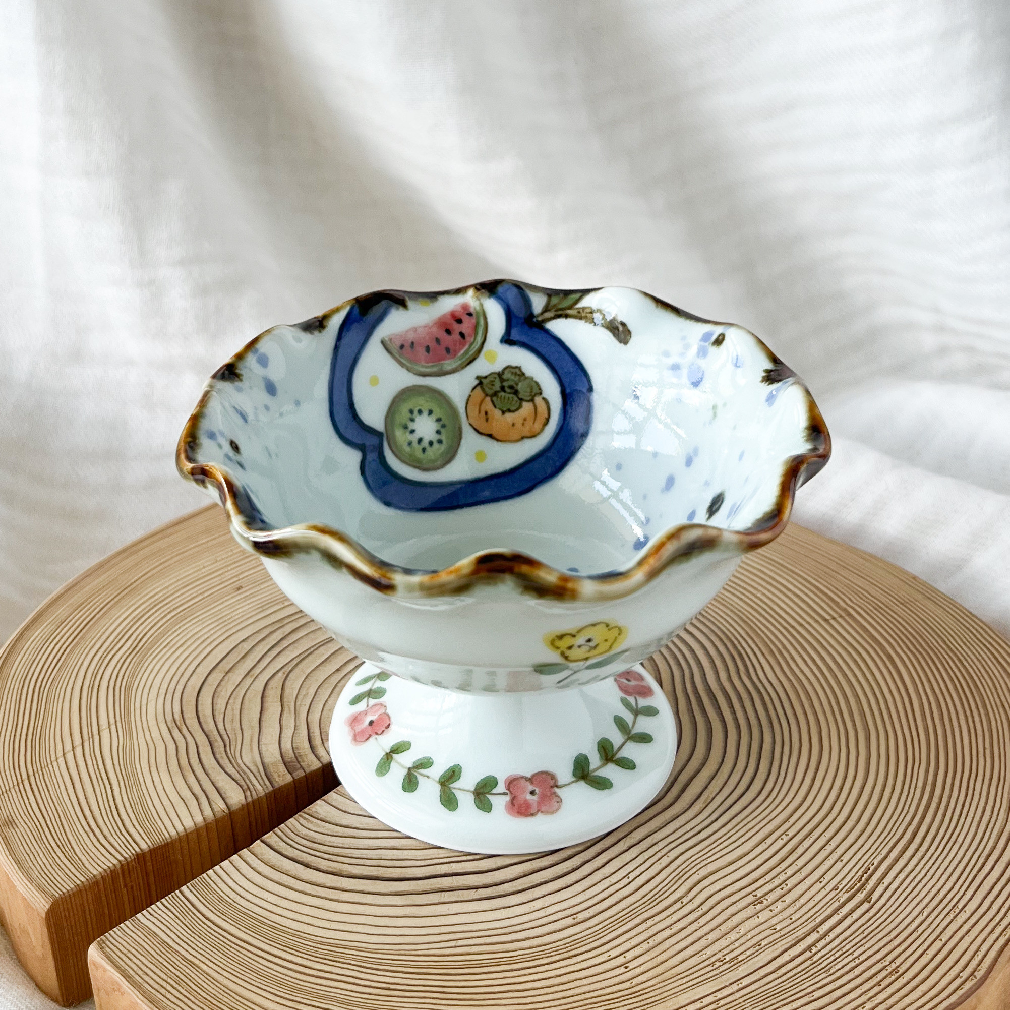 チコロット❤️高台つき小鉢❤️すべて手描き❤️染付け❤️デザートカップ❤️プリン皿❤️フリーボウル❤️bowl