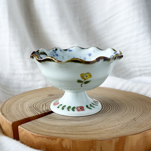 チコロット❤️高台つき小鉢❤️すべて手描き❤️染付け❤️デザートカップ❤️プリン皿❤️フリーボウル❤️bowl 5枚目の画像