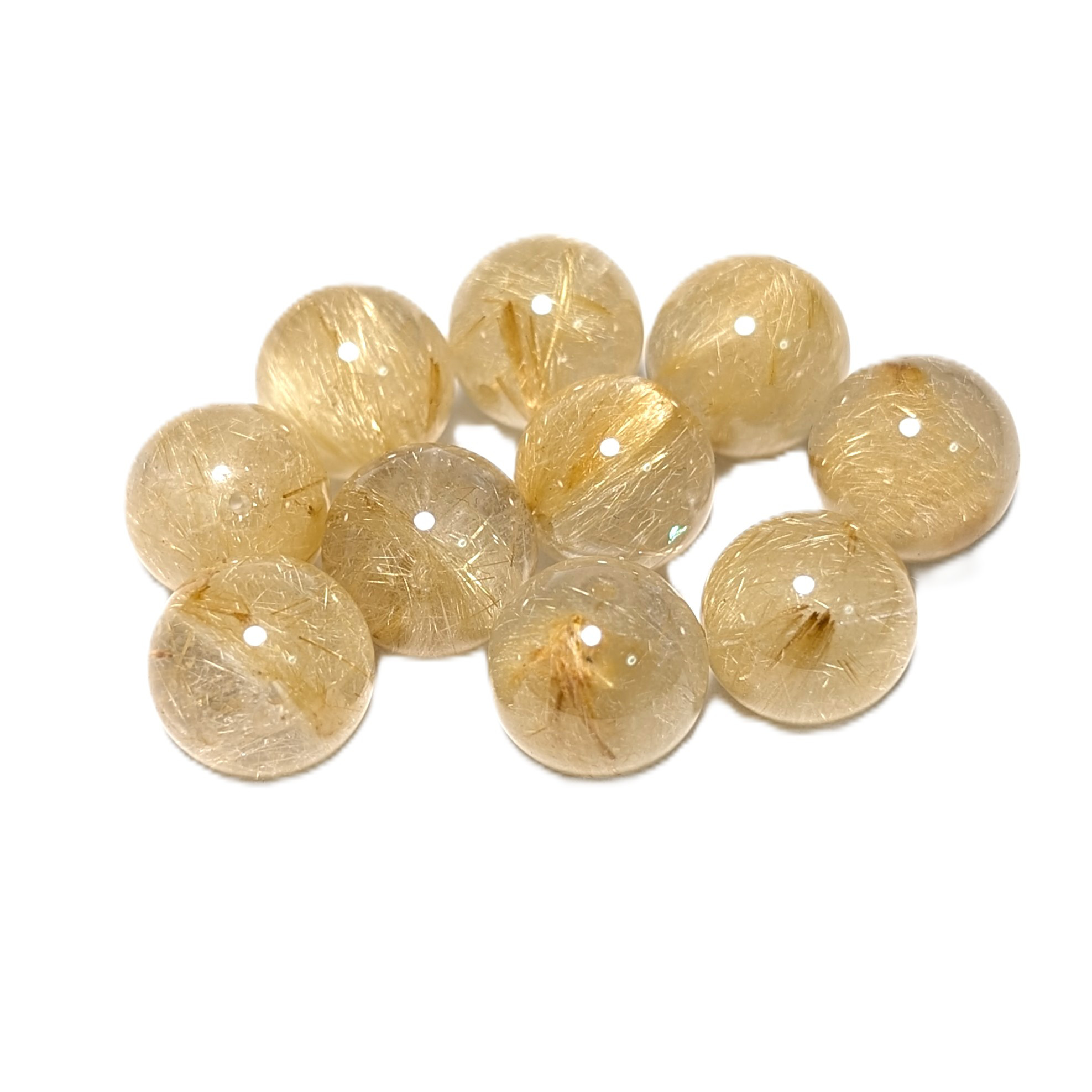 ゴールド ルチルクォーツ 12mm 1粒売り 金針水晶 エナジーストーン 金銭運 お守り ギフト ハンドメイド リメイク
