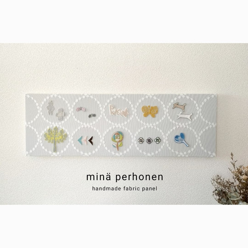ミナペルホネン　ファブリックパネル　タンバリン　チョウチョ　新築祝い　誕生日 大型 ファブリックパネル ミナペルホネン タンバリン グリーン 緑 花