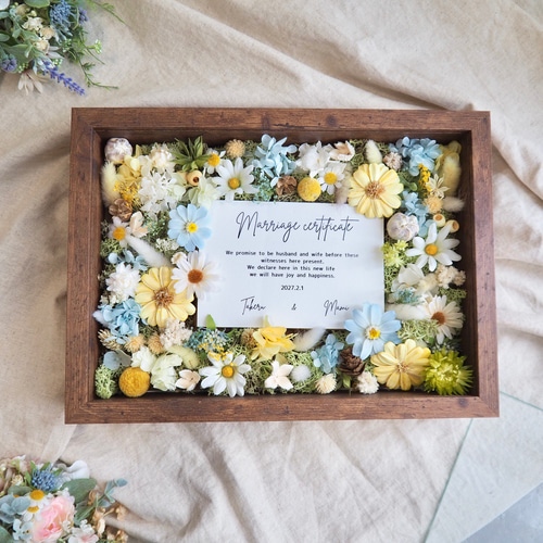 り様　【お花もりもり結婚証明書】結婚証明書　ドライフラワー　大人気　参加型 結婚証明書❘ゲスト参加型|ドライ アーティフィシャルフラワー
