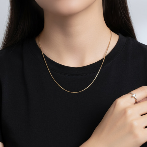 ボックスチェーン ネックレス 1mm｜サージカルステンレス つけっぱなし