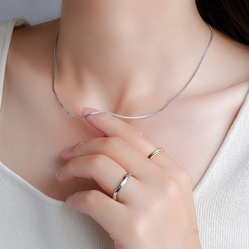 ボックスチェーン ネックレス 1mm｜サージカルステンレス つけっぱなし
