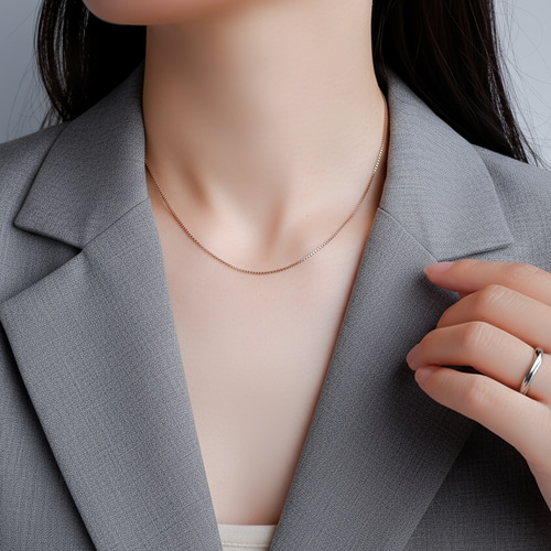 ボックスチェーン ネックレス 1mm｜サージカルステンレス つけっぱなし