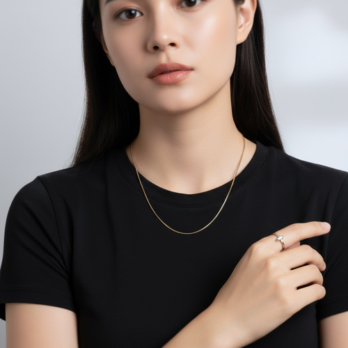 ボックスチェーン ネックレス 1mm｜サージカルステンレス つけっぱなし