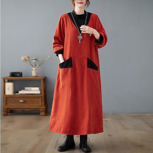大きいサイズ レディース 秋 冬 ロング ワンピース 新品 長袖 春