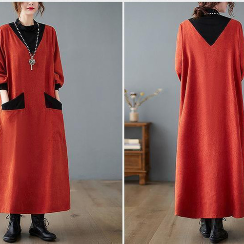 大きいサイズ レディース 秋 冬 ロング ワンピース 新品 長袖 春