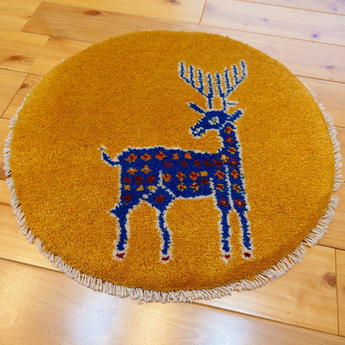 ペルシャ　ギャッベ　86×58 アイボリー　黄金色　花 ペルシャ ギャッベ 86×58 アイボリー 黄金色 花