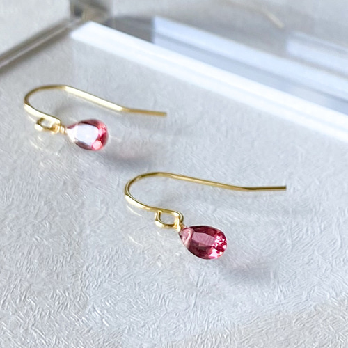 選べる金具】秋色ルベライトのピアス/イヤリング・宝石質ピンク