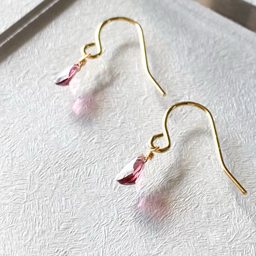 希少！14kgfピンクトルマリンピアス/イヤリング 選べる金具】秋色ルベライトのピアス/イヤリング・宝石質ピンク
