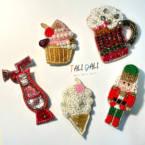 POPコーン☆ビーズ刺繍ブローチ ビーズ TALI DALI 通販 19640987