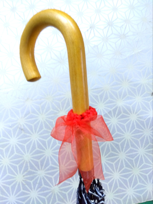 アンブレラマーカー　オレンジ　リボン　ハンドメイド　日本製リボン　プレゼント　ギフト　ラッピング 2枚目の画像