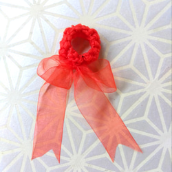 アンブレラマーカー　オレンジ　リボン　ハンドメイド　日本製リボン　プレゼント　ギフト　ラッピング 1枚目の画像