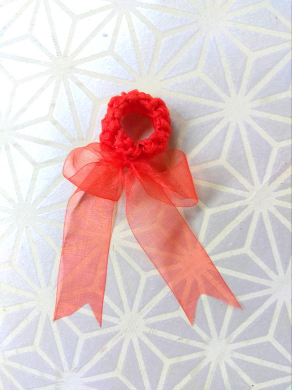 アンブレラマーカー　オレンジ　リボン　ハンドメイド　日本製リボン　プレゼント　ギフト　ラッピング 1枚目の画像