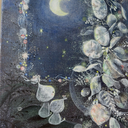 繋がるきらめき　　【原画/F3キャンバス/アクリル画】　インテリアアート　ルナリア　夜空 5枚目の画像