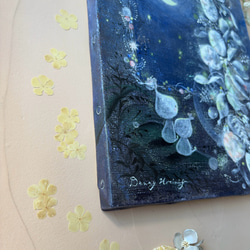 繋がるきらめき　　【原画/F3キャンバス/アクリル画】　インテリアアート　ルナリア　夜空 6枚目の画像