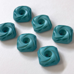 ボタン レトロ 四角 スクエア ブルー 二つ穴 18mm 6個セット et-006 2枚目の画像