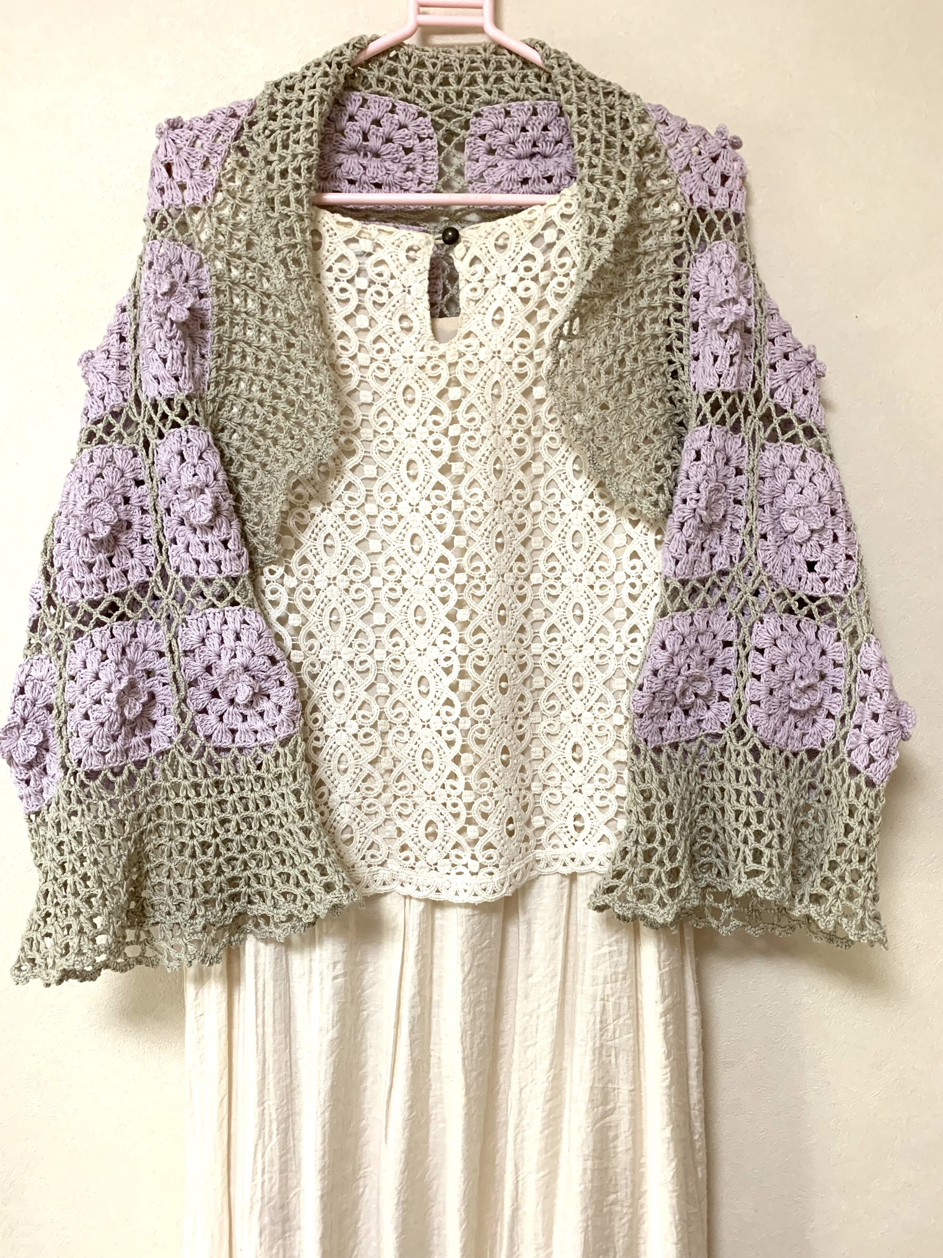 大人ピンクのフラワーボレロ