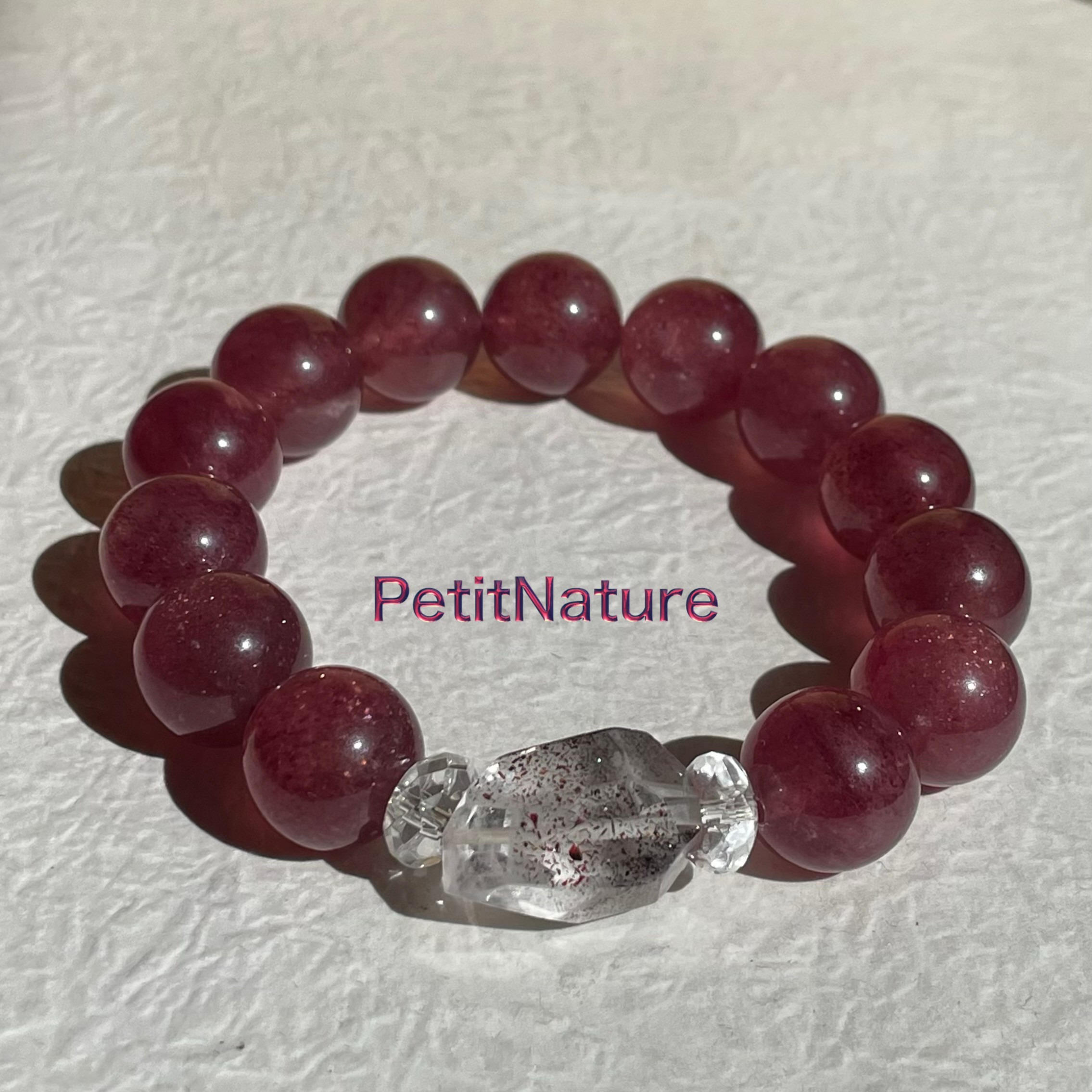 一点物　レピドクロサイトインクォーツとピンクエピドート(アフリカンストロベリークォーツ)のブレスレット