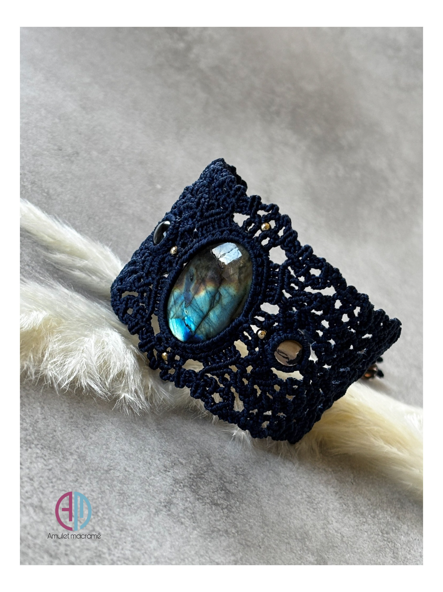 ラブラドライト&スモーキークォーツ　ブレスレット