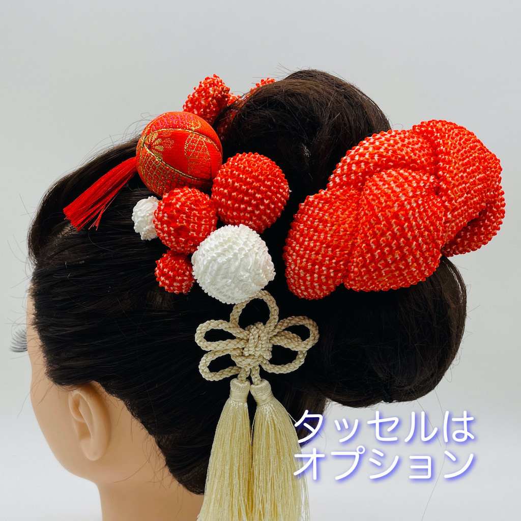 ❤ 創作和玉 ❤ ちんころ かのこ 鹿の子 和玉13本セット 木目込み鞠  オレンジ 七五三 753 日本髪 髪飾