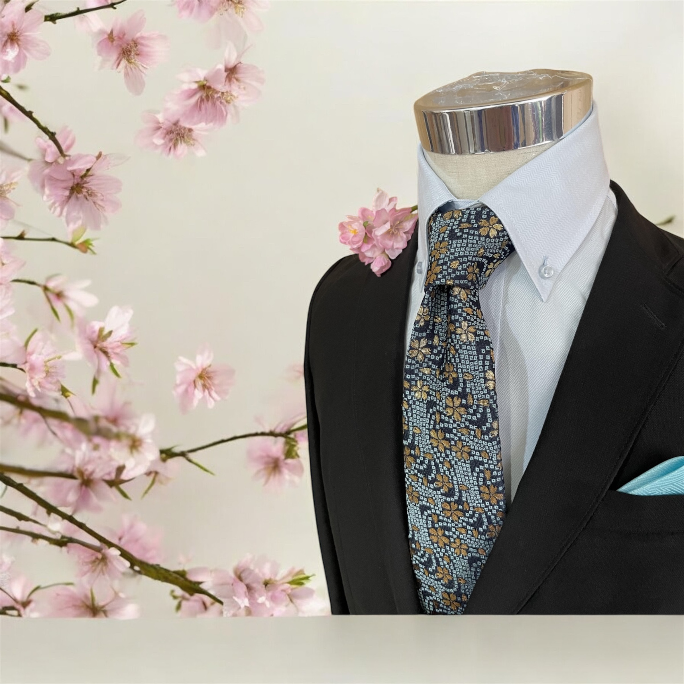 京西陣金襴織ネクタイ　櫻流水紋(送料込)