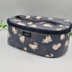 バニティ型ランチバッグ 保冷保温 リボン柄 ベージュ お弁当入れ