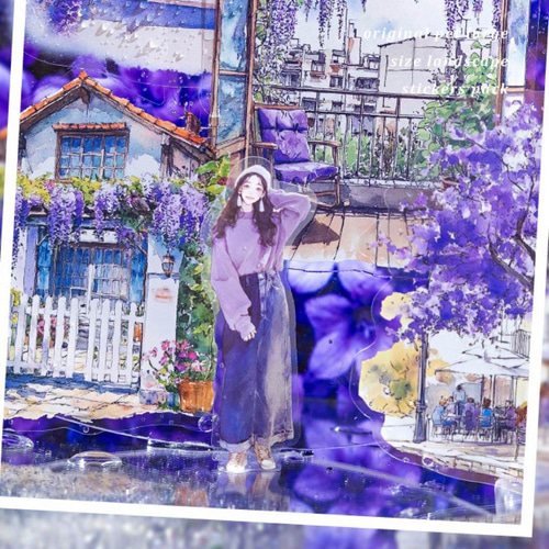 海外 ステッカー コラージュ素材 6種 90枚 装飾 大サイズ 風景 装飾