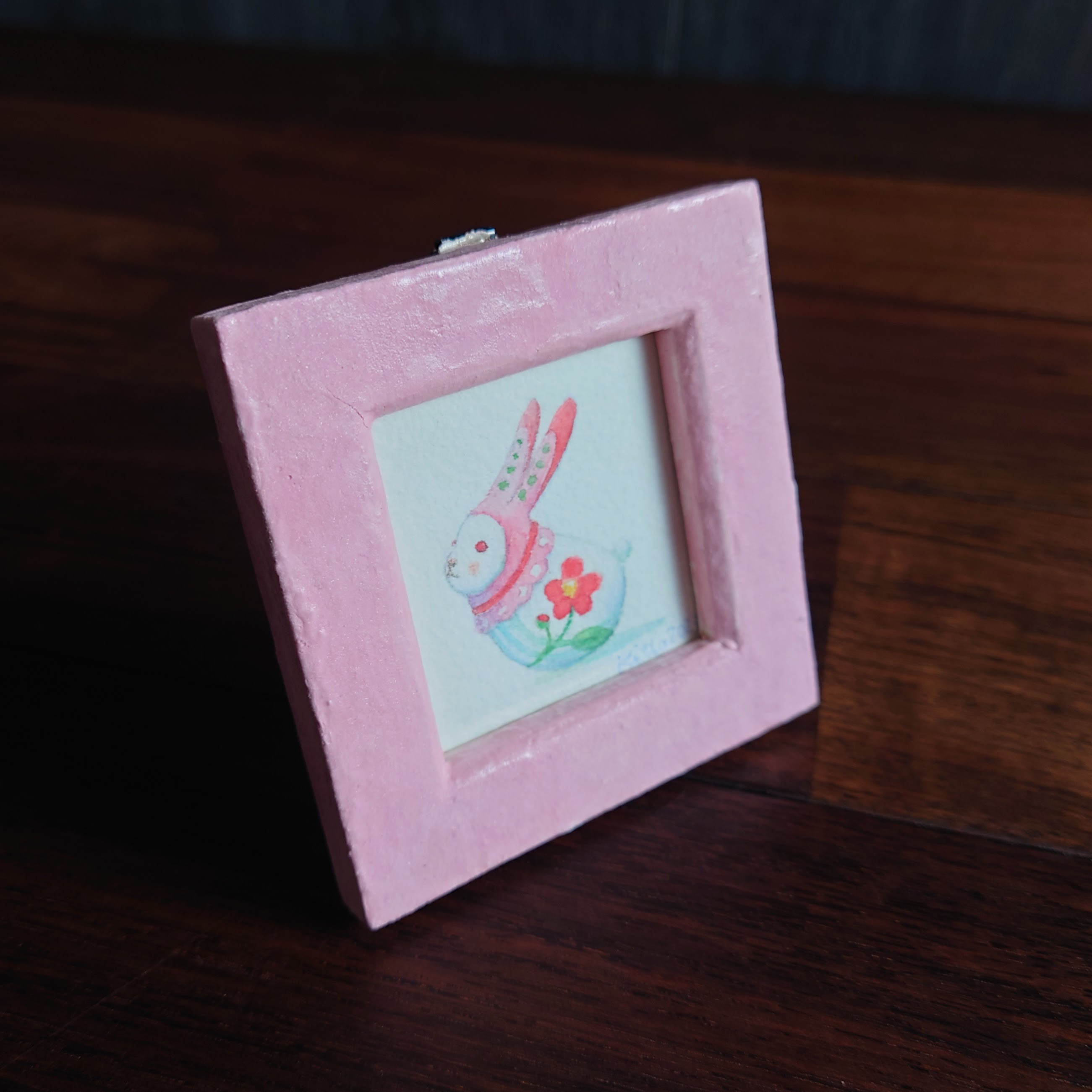 原画『うさぎ』ミニ額（額 タテ7.7㎝×ヨコ7.7㎝）