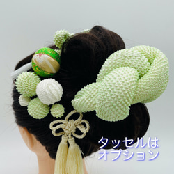 ❤和玉 髪飾り❤ 金襴木目込み鞠 和玉スティック タッセル