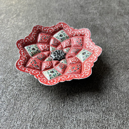 ペルシャのエナメル皿 ジュエリートレイ 飾り皿 Φ12cm