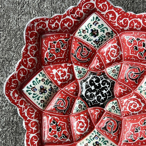 ペルシャのエナメル皿 ジュエリートレイ 飾り皿 Φ12cm