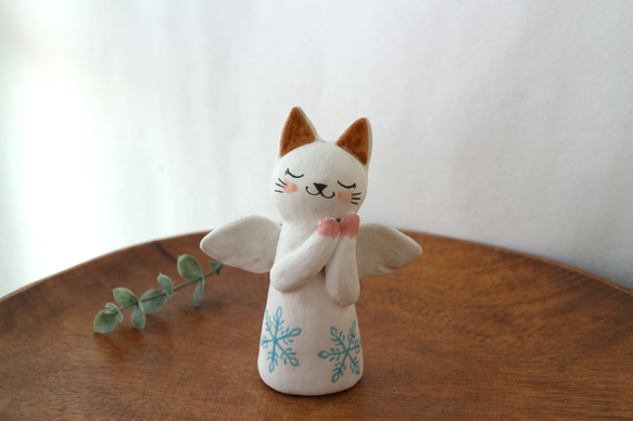 陶器で作った 天使ネコ 〈 再販 〉 その他人形 福雪のAtelier hukuyuki