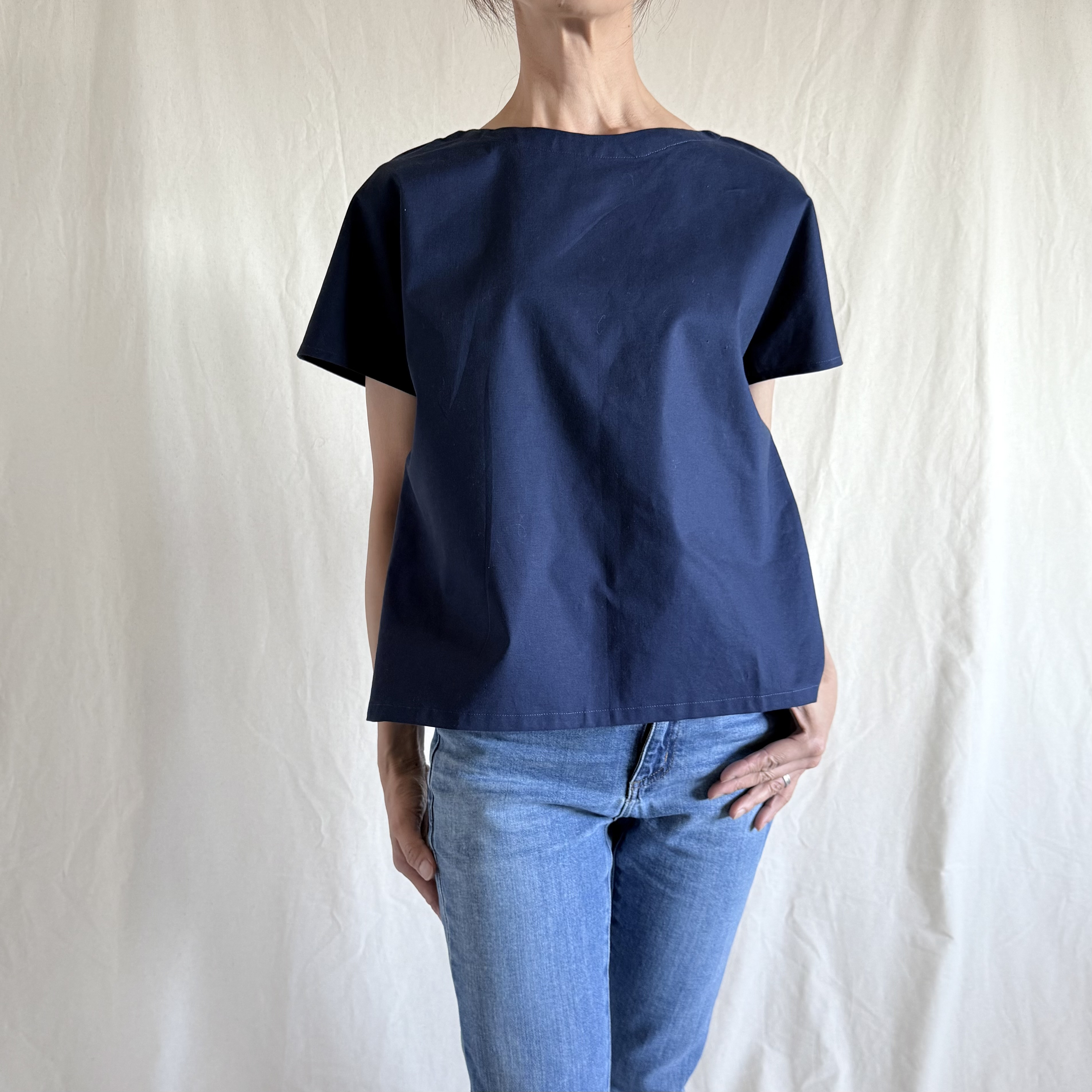 【フレンチスリ－ブシャツ】ネイビー