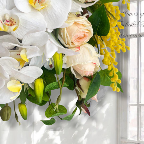 開店祝い・開業祝い・周年のお祝いに 華やかで上品な特大スワッグ 光触媒フラワー 開店祝い・開業祝い・周年のお祝いに 華やかで上品な特大