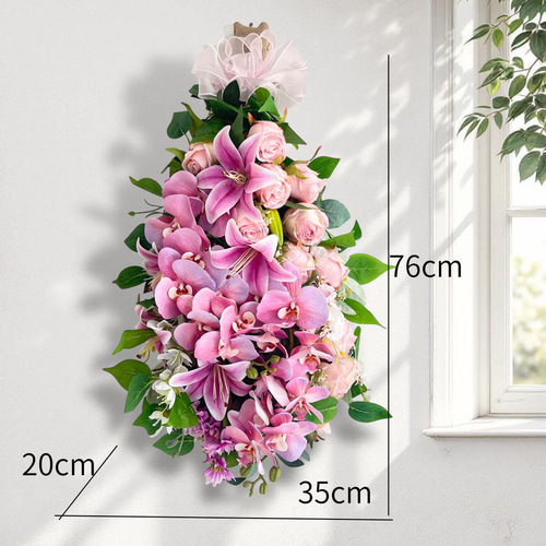 華やかピンクの胡蝶蘭スワッグ 光触媒フラワー 退職祝い 開店祝い 母の