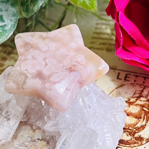 チェリーブロッサムアゲート✿ 桜カルセドニー　櫻瑪瑙　ルース　タンブル　原石 チェリーブロッサムアゲート✿ 櫻瑪瑙 桜カルセドニー 星型