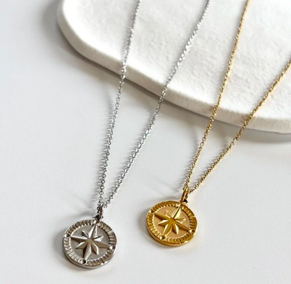 使えるコンパスコインネックレス コインネックレス コンパス シルバー