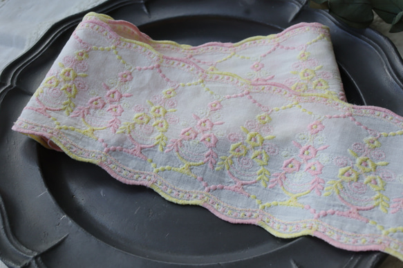 フランス 50㎝ アンティーク刺繍レース C1071 ホワイト レース