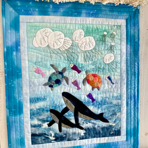 パッチワークタペストリーキット／深海の生き物のタペストリー／完成品