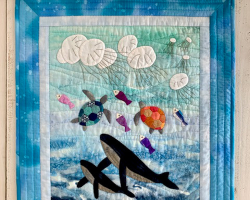 パッチワークタペストリーキット／深海の生き物のタペストリー／完成品