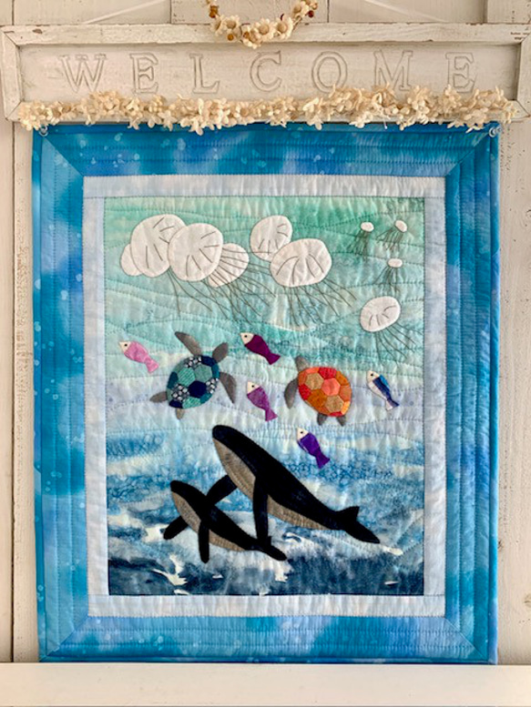 パッチワークタペストリーキット／深海の生き物のタペストリー／完成品