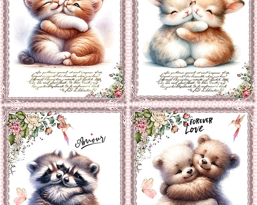 パネル生地 動物 猫 うさぎ 熊 アライグマ 生地 richrichy 通販