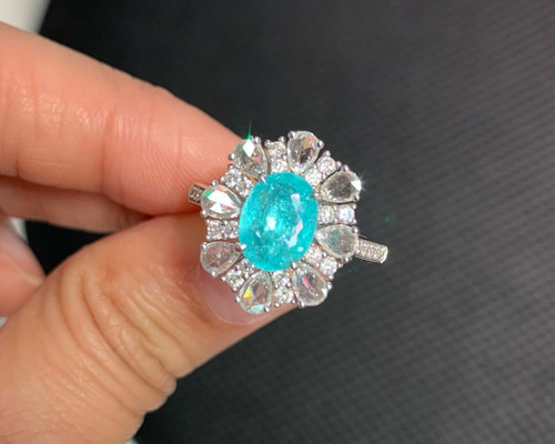 1.48ct天然パライバトルマリンリング 天然ダイヤモンド 鑑定書 ネオン