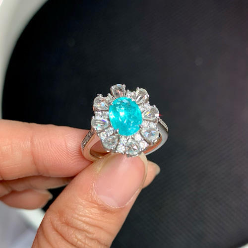 1.48ct天然パライバトルマリンリング 天然ダイヤモンド 鑑定書 ネオン