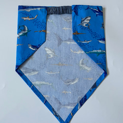海の生き物サメ柄☆120〜130こどもエプロン、三角巾、巾着3点セット　 8枚目の画像