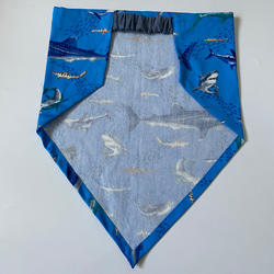 海の生き物サメ柄☆130〜140こどもエプロン、三角巾、巾着3点セット　 7枚目の画像